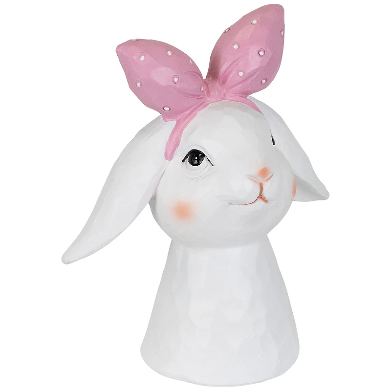 7.5" White & Pink Easter Bunny Bust with Hair Bow
