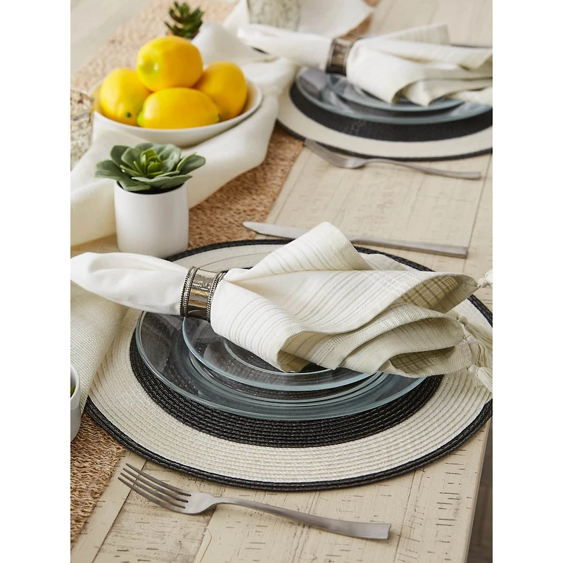 DII® Natural Variegated Stripe with Tassel Cloth Dinner Napkins, 6ct.