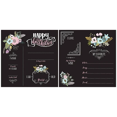 RoomMates 12" Double-Sided Floral Birthday Chalkboard