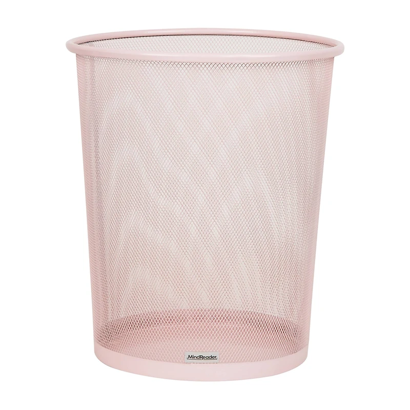 Mind Reader Garbage Round Metal Mesh Waste Basket Recycling Bin