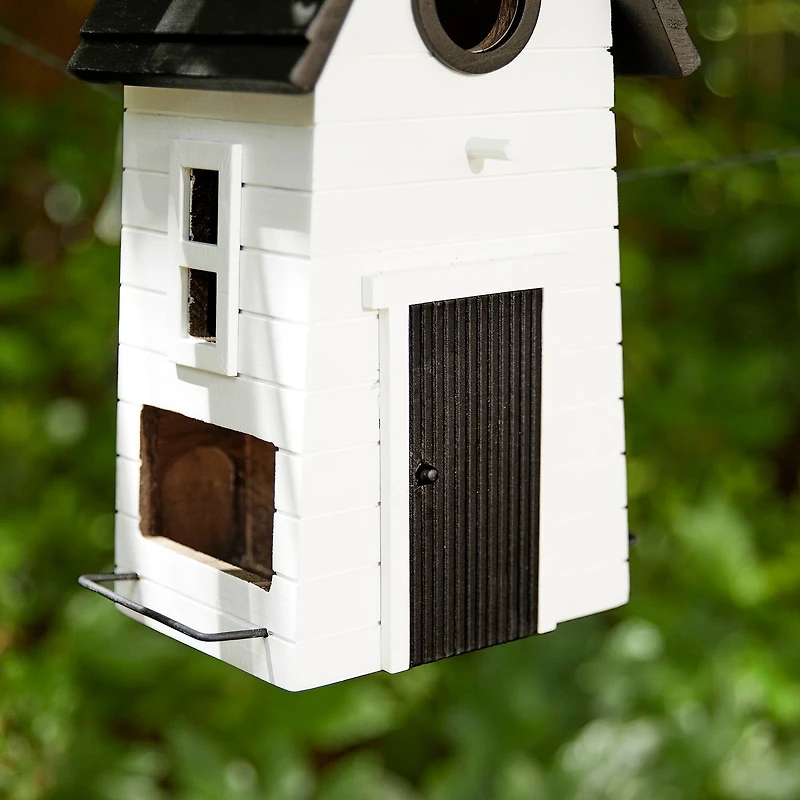Glitzhome® 14.25" Modern White Wood Garden Birdhouse