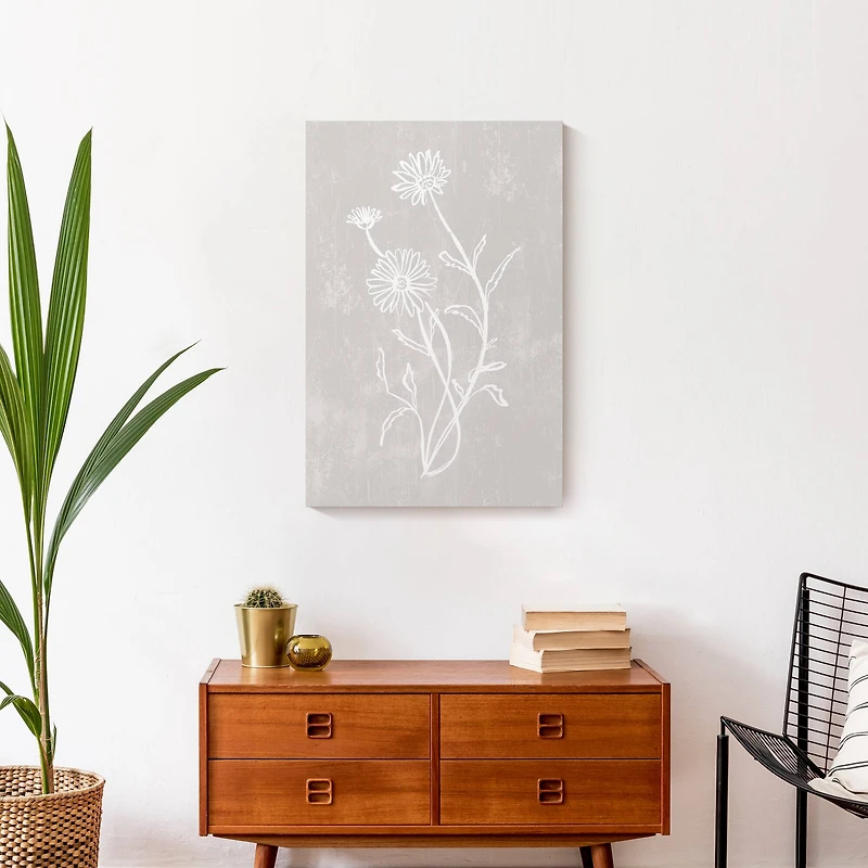 Simple White Floral II Canvas Wall Art