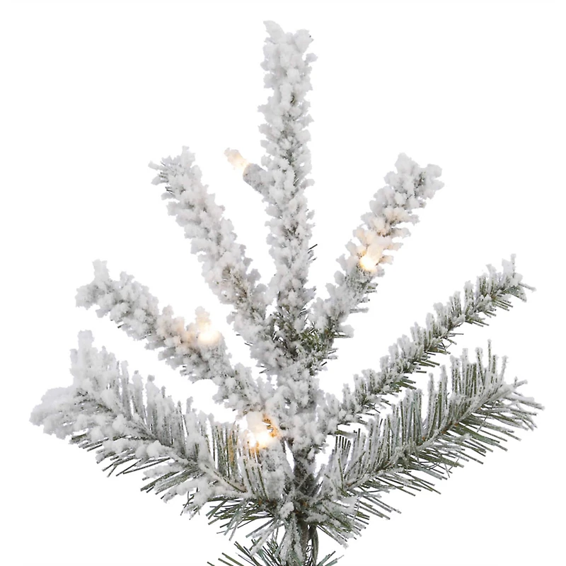 6.5ft. Pre-Lit Slim Flocked Sierra Fir Artificial Christmas Tree, Pure White Dura-Lit® LED Lights
