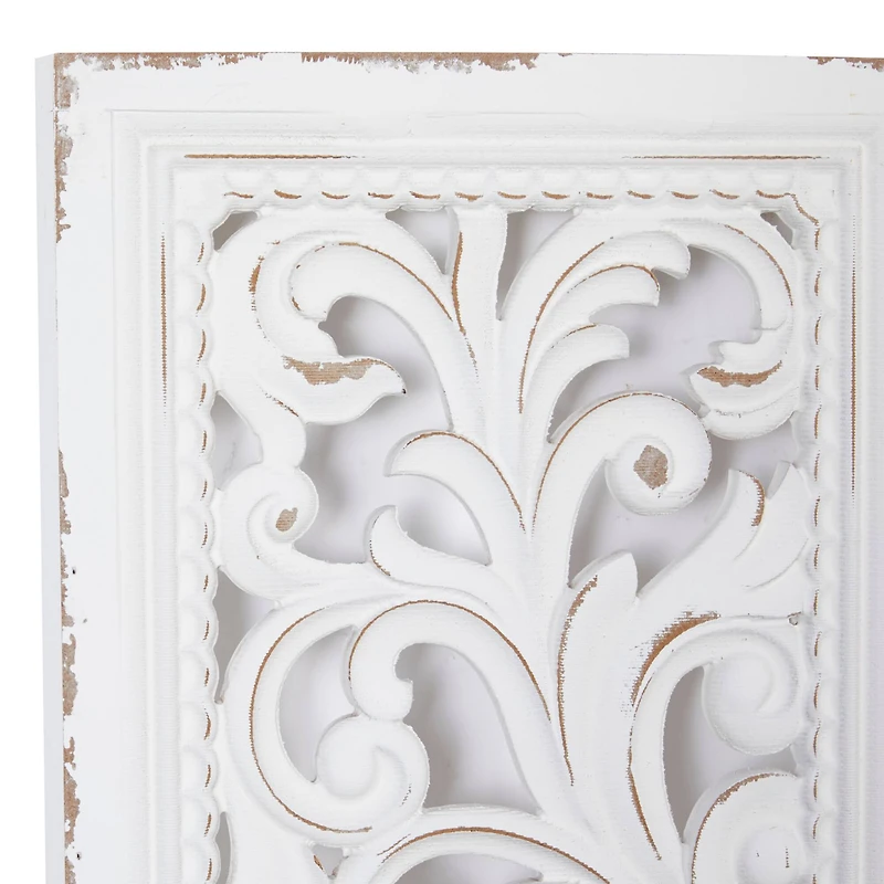 50" White Wood Traditional Abstract Wall Decor, 2ct.