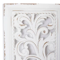 50" White Wood Traditional Abstract Wall Decor, 2ct.