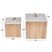 Light Brown Box Set with Whitewashed Wood Lids