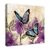Butterflies With Purple Flowers 24" x 24" Canvas Wall Art