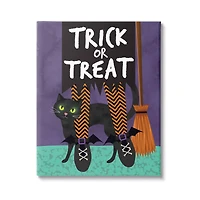 Stupell Industries Trick or Treat Cat & Witch Canvas Wall Art