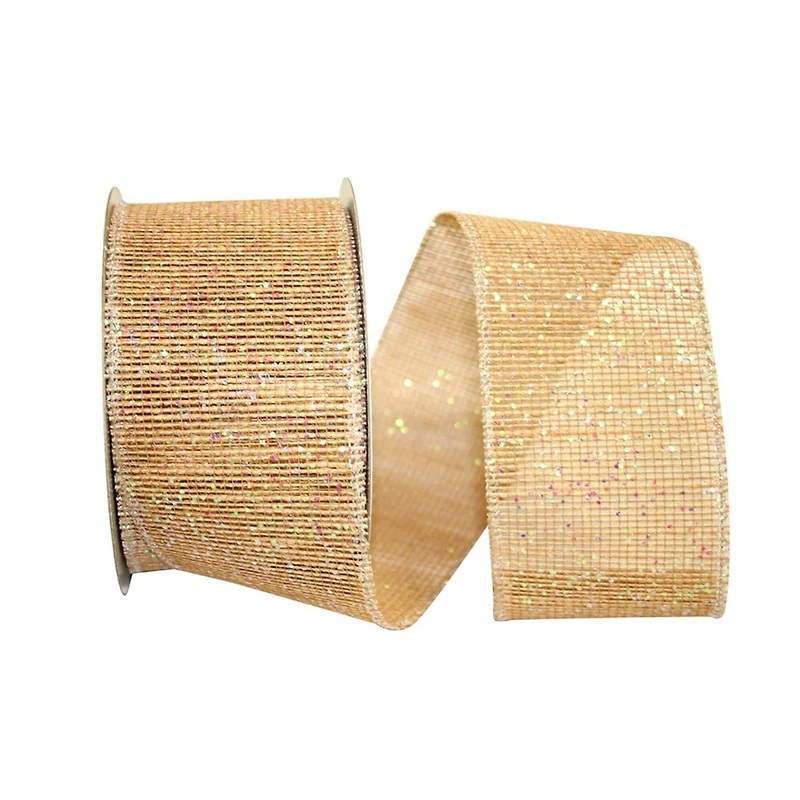 Reliant 2.5"x 10yd. Jute Wired Natural Iridescent Ribbon