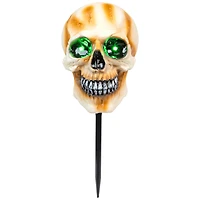 15" Lighted Skeleton Head Halloween Pathway Markers with Sound Set