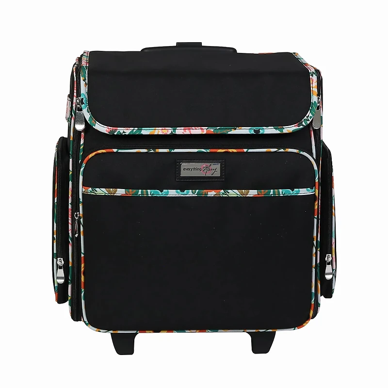 Everything Mary Black & Floral Rolling Scrapbook Travel Case