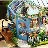 Wizardi Miniature Roombox: Rose Garden Tea House Dollhouse Kit