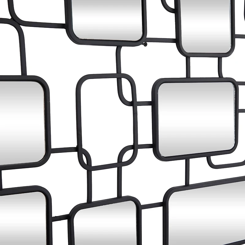 Black Modern Abstract Wall Mirror, 45" x 1" x 26"