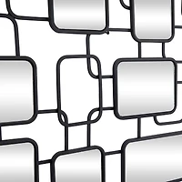 Black Modern Abstract Wall Mirror, 45" x 1" x 26"