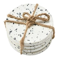 Hello Honey® White Round Terrazzo Coaster Set