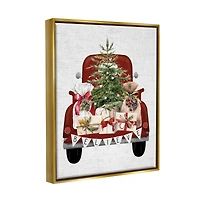 Stupell Industries Believe Seasonal Christmas Truck Framed Floater Canvas Wall Art