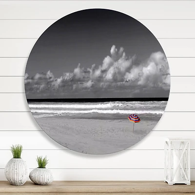 Designart - Monochrome Coastline Under Cloudy Sky