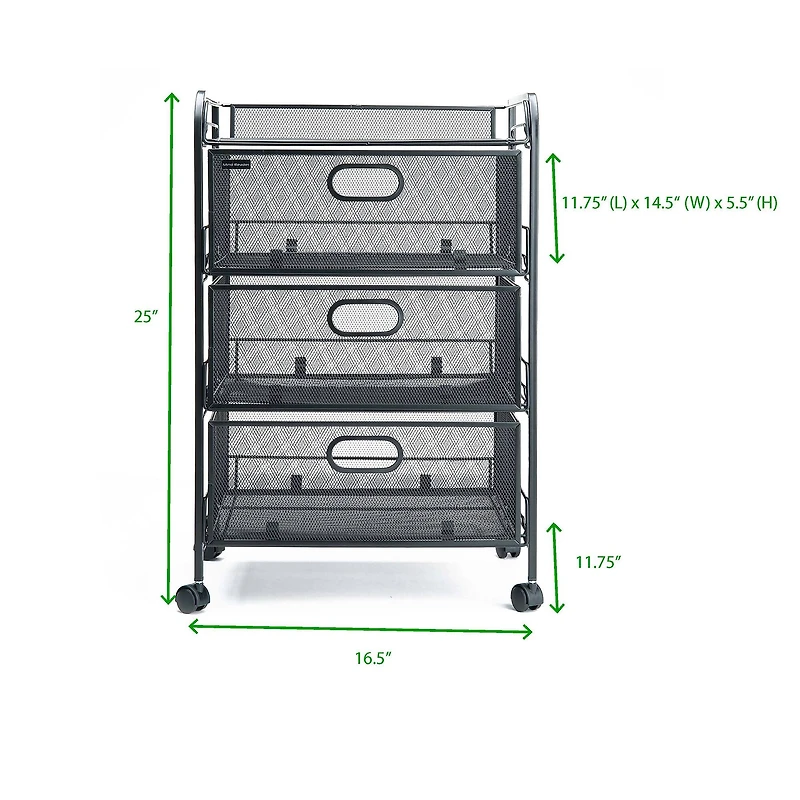 Mind Reader Black 4 Drawer Metal Rolling File Cart