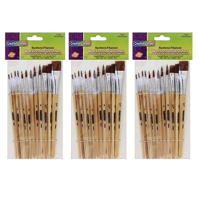 Creativity Street® Assorted Watercolor Brushes, 3 Packs of 12