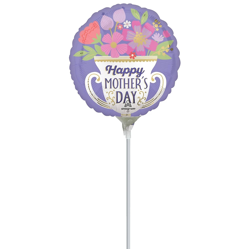 9" Happy Mom's Day Trophy Foil Stick Balloon