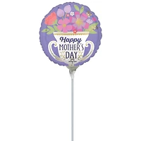 9" Happy Mom's Day Trophy Foil Stick Balloon