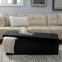 Simplify 44" Faux Leather Triple Folding Storage Ottoman
