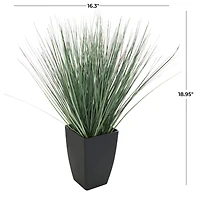 19" Onion Grass Artificial Plant with Black Plastic Pot