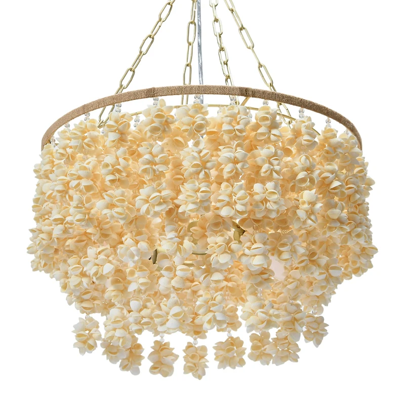 Hello Honey® 20" Round Metal and Shell Chandelier Style Ceiling Light