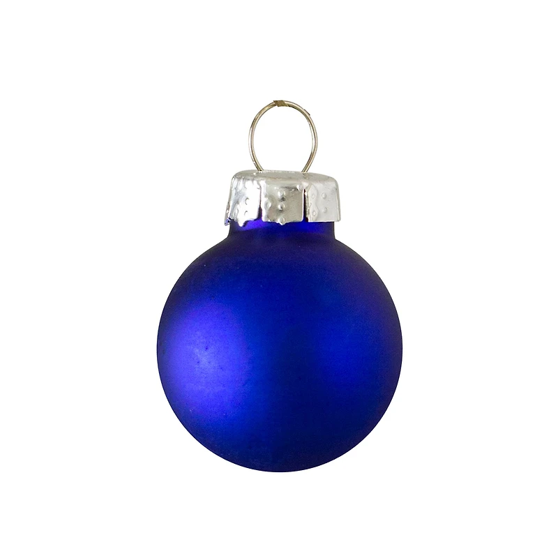 40ct. 2.5" Shiny & Matte Royal Blue & Silver Glass Ball Christmas Ornaments