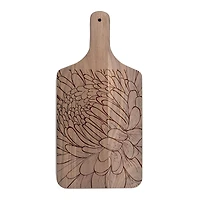 8" x 17" Floral Etching Walnut Paddle Cutting Board