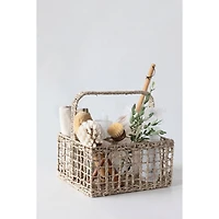 Hello Honey® Natural Handwoven Seagrass 6 Section Caddy with Handle