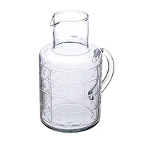 Hello Honey® 32oz. Clear Hand-Blown Etched Reclaimed Glass Pitcher with Tall Neck & Handle