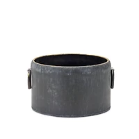 Round Distressed Metal Planter with Handles Set