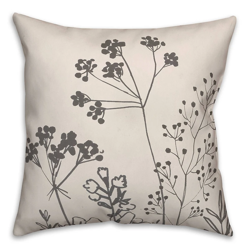 Sketched Florals 18" x 18" Throw Pillow