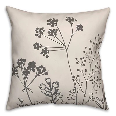 Sketched Florals 18" x 18" Throw Pillow