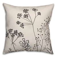 Sketched Florals 18" x 18" Throw Pillow