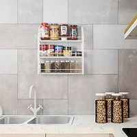 NEX™ 17" White Wall-Mounted 3-Tier Spice Rack Organizer