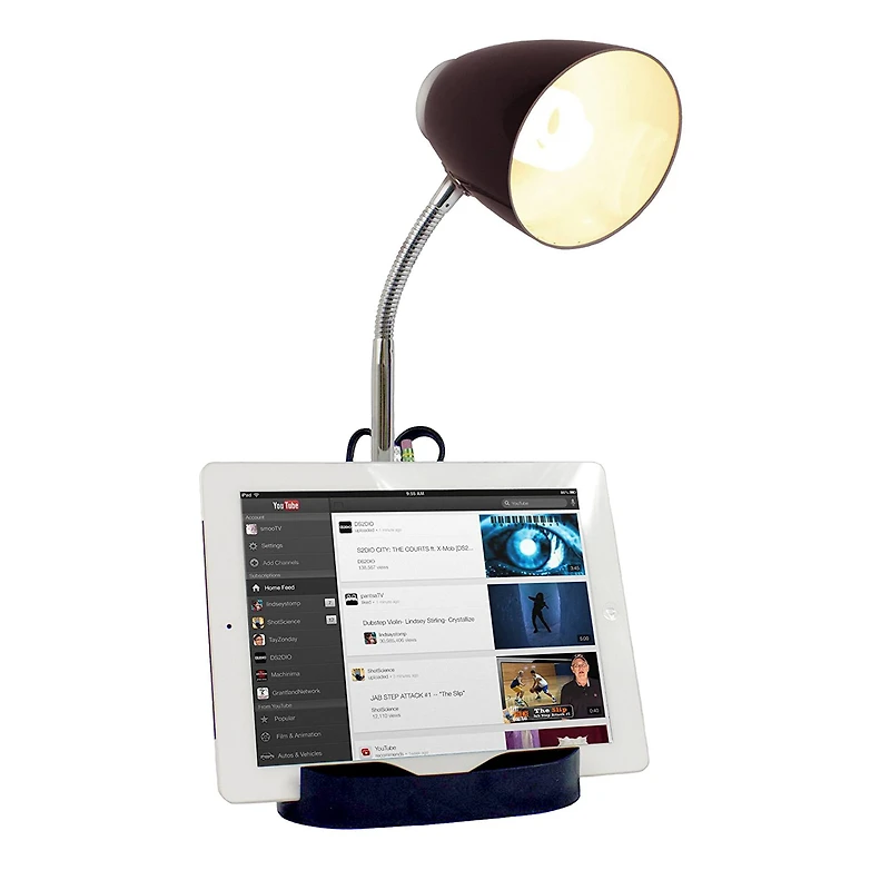 LimeLights 18.5" Gooseneck Organizer Desk Lamp with Tablet Stand