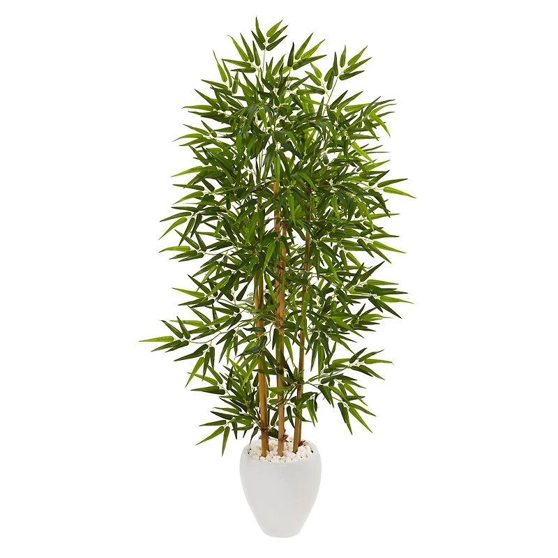 5.3ft. Bamboo Tree in White Planter