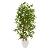 5.3ft. Bamboo Tree in White Planter