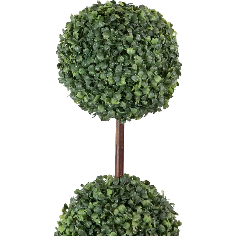 4ft. Unlit Artificial Two-Tone Boxwood Triple Ball Topiary Tree with Round Pot