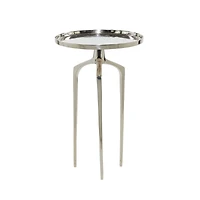 25" Contemporary Round Silver Aluminum Raised Edge Accent Table