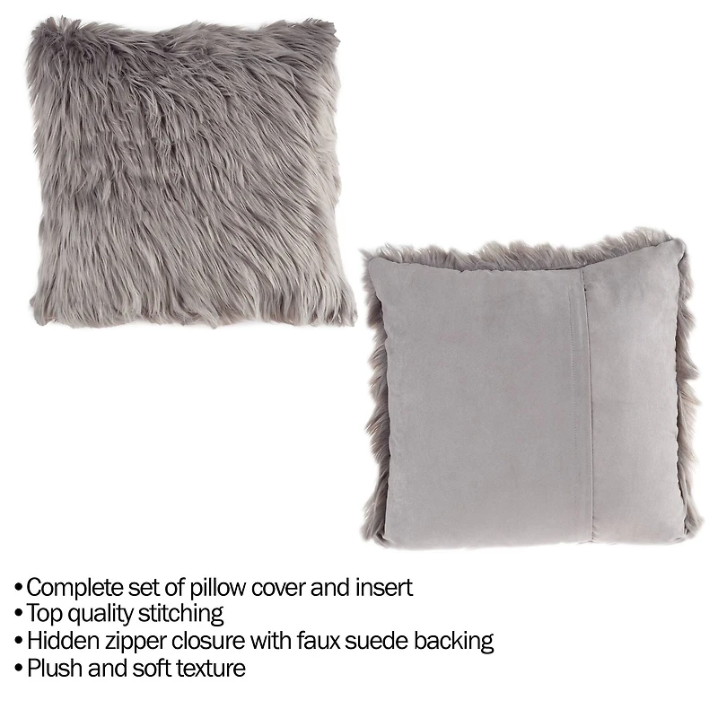 Hastings Home Himalayan Faux Fur Pillow