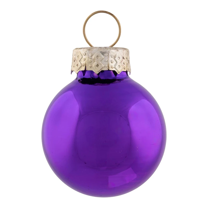 24ct. 1" Purple 2-Finish Glass Ball Ornaments