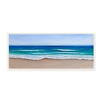 Stupell Industries Vibrant Blue Beach Coast Ocean Shoreline Panoramic Painting,7" x 17"