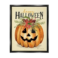 Stupell Industries Happy Halloween Jack-o-Lantern Framed Floater Canvas Wall Art