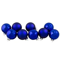 9ct. 2.5" Shiny & Matte Royal Blue Glass Ball Ornaments