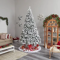 10ft. Pre-Lit Flocked West Virginia Fir Artificial Christmas Tree, Clear LED Lights