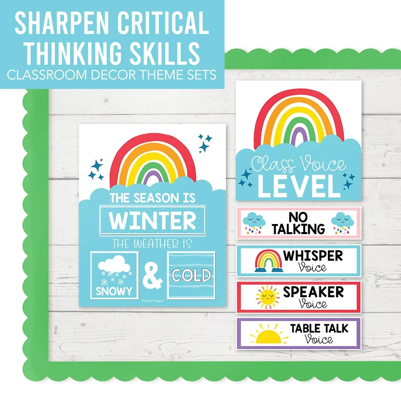 Hadley Designs Rainbow Circle Time Bulletin Board Calendar for Classroom Wall Set