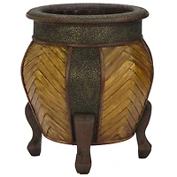 Brown Decorative Rounded Wood Planters Set